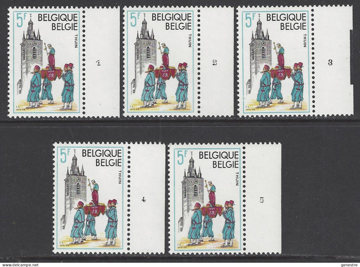 Belgique COB 1948** (MNH) - Planches 1 à 5 - 1971-1980