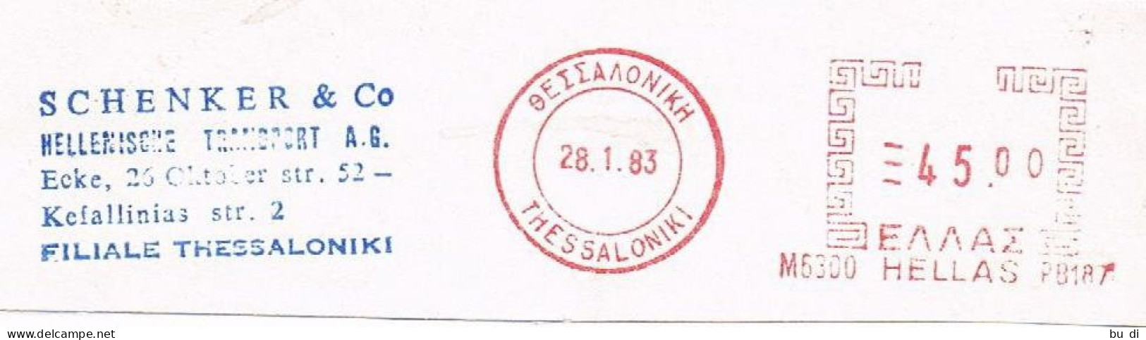 Griechenland Freistempel Thessaloniki. Spedition Schenker - Meterstamp, EMA - Marcophilie - EMA (Empreintes Machines)