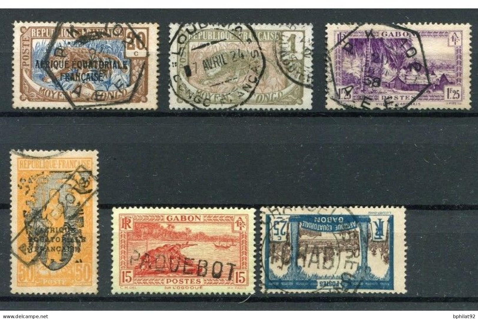 !!! GABON & MOYEN CONGO : LOT D'OBLITÉRATIONS DONT MARITIMES - Used Stamps