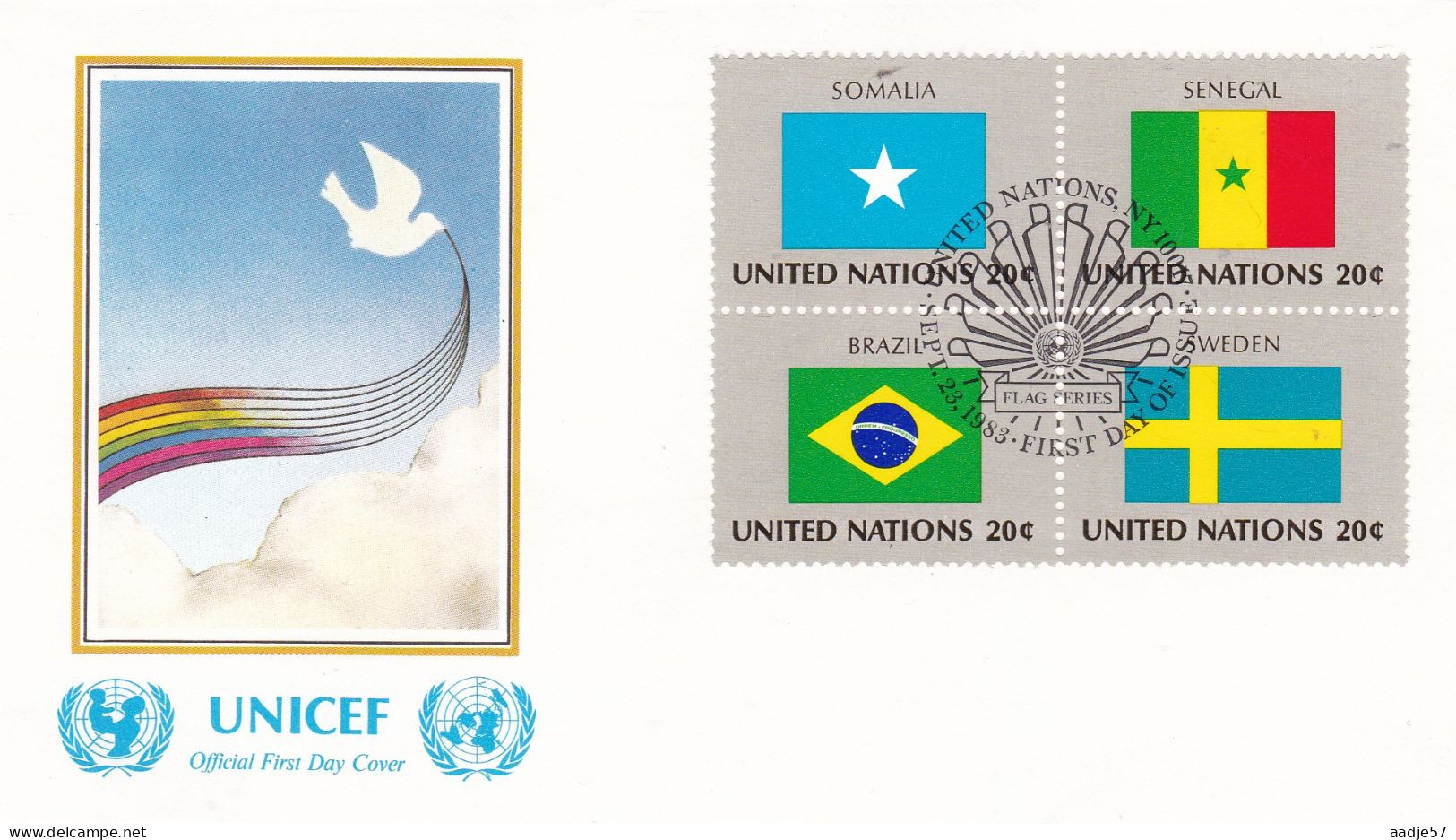 United Nations  1983  Somalia; Senegal; Brazil; Sweden  On Cover Flag Of The Nations - Covers