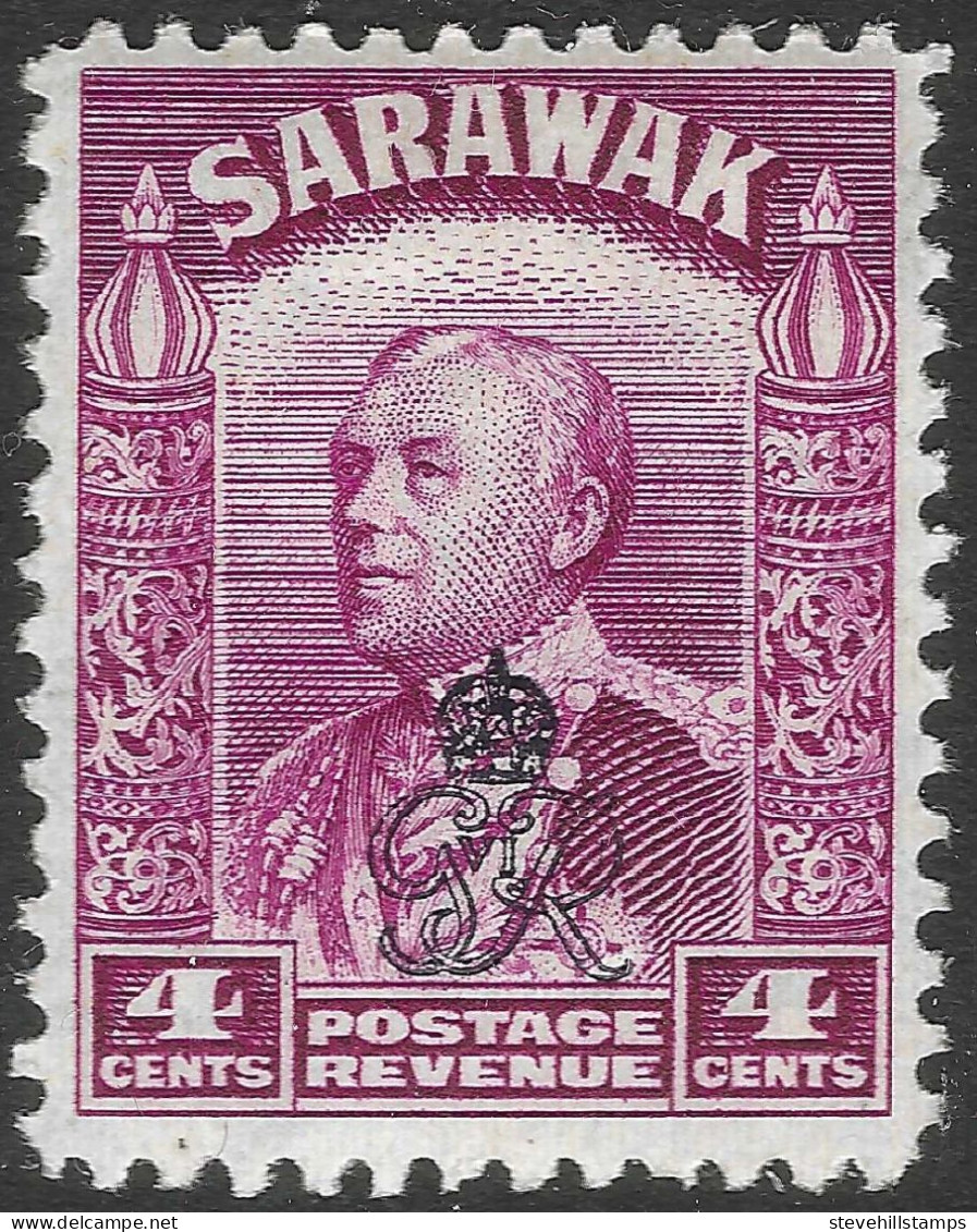 Sarawak. 1947 Crown Colony. GR Cypher Overprint. 4c MH. SG 153 - Sarawak (...-1963)