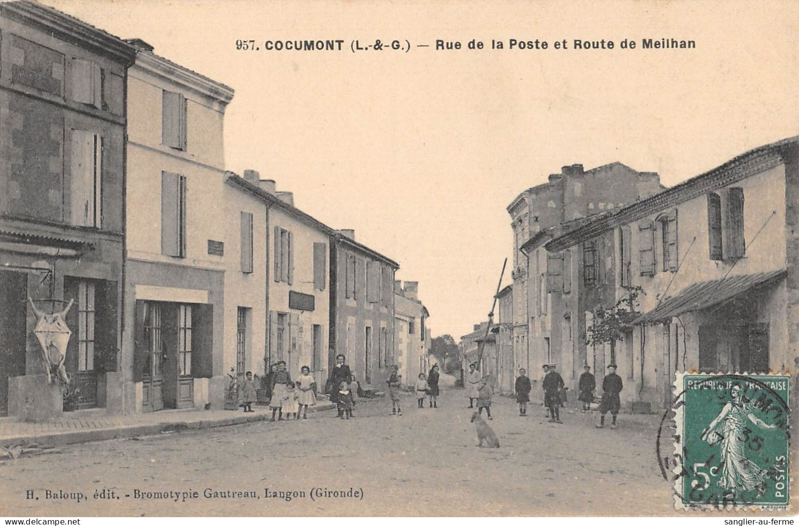 CPA 47 COCUMONT RUE DE LA POSTE ET ROUTE DE MEILHAN - Sonstige & Ohne Zuordnung