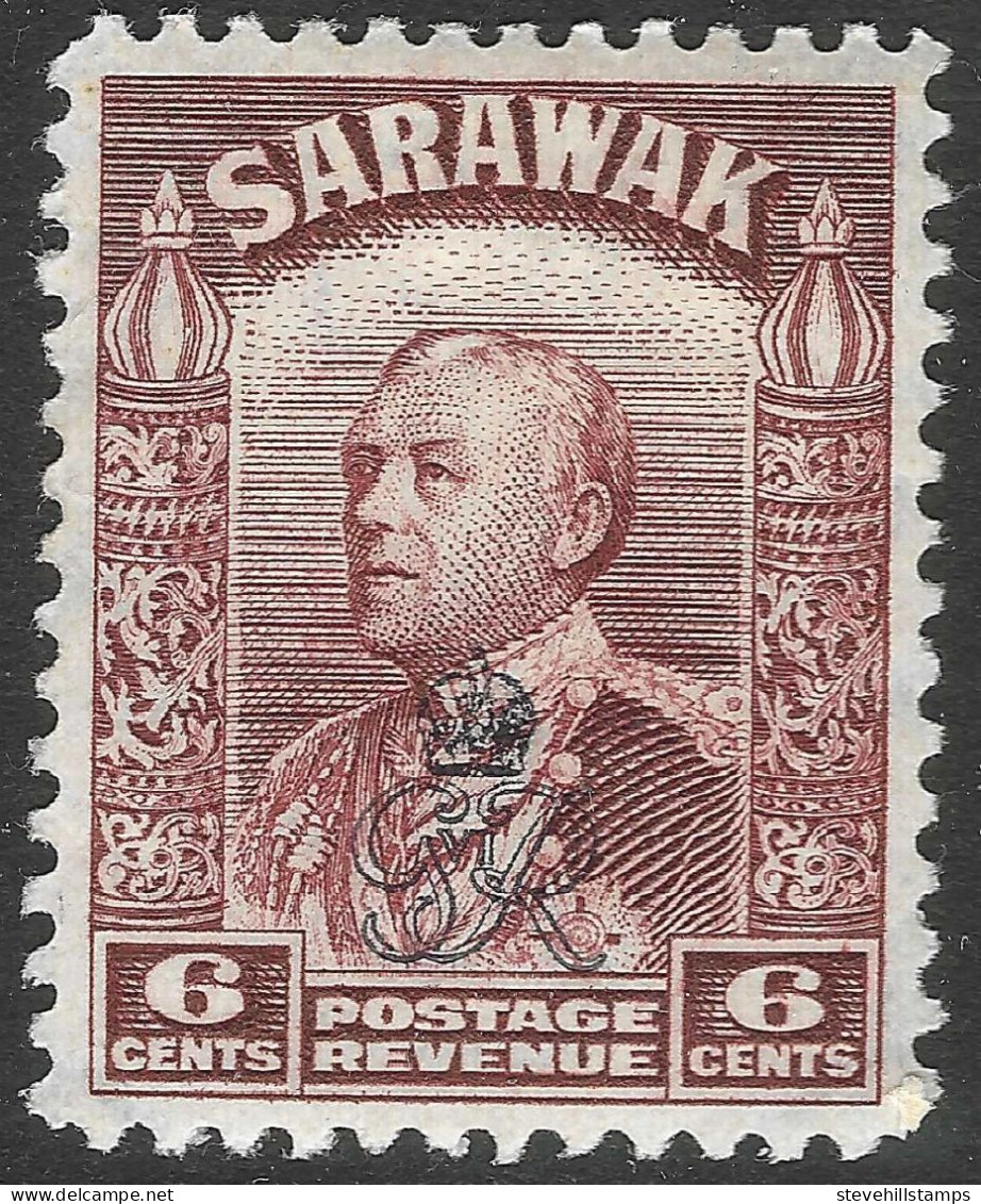 Sarawak. 1947 Crown Colony. GR Cypher Overprint. 6c MH. SG 154 - Sarawak (...-1963)
