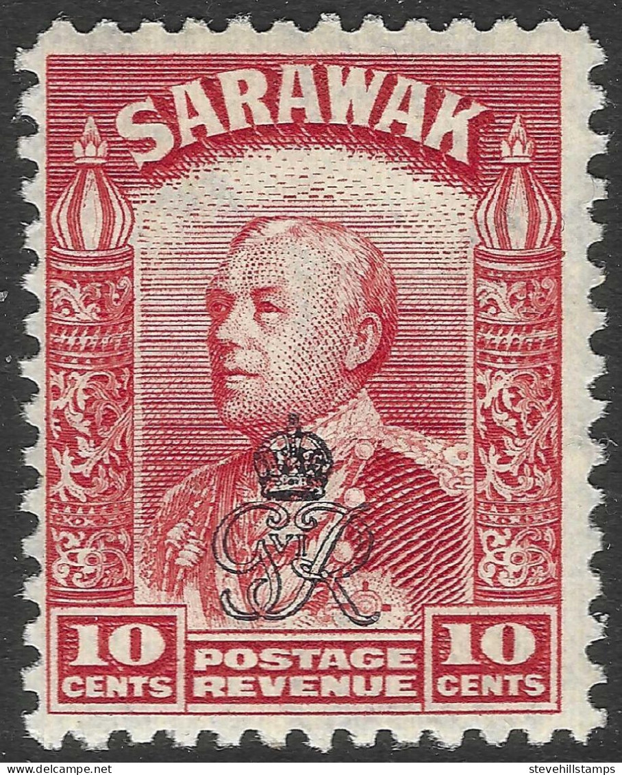 Sarawak. 1947 Crown Colony. GR Cypher Overprint. 10c MH. SG 156 - Sarawak (...-1963)