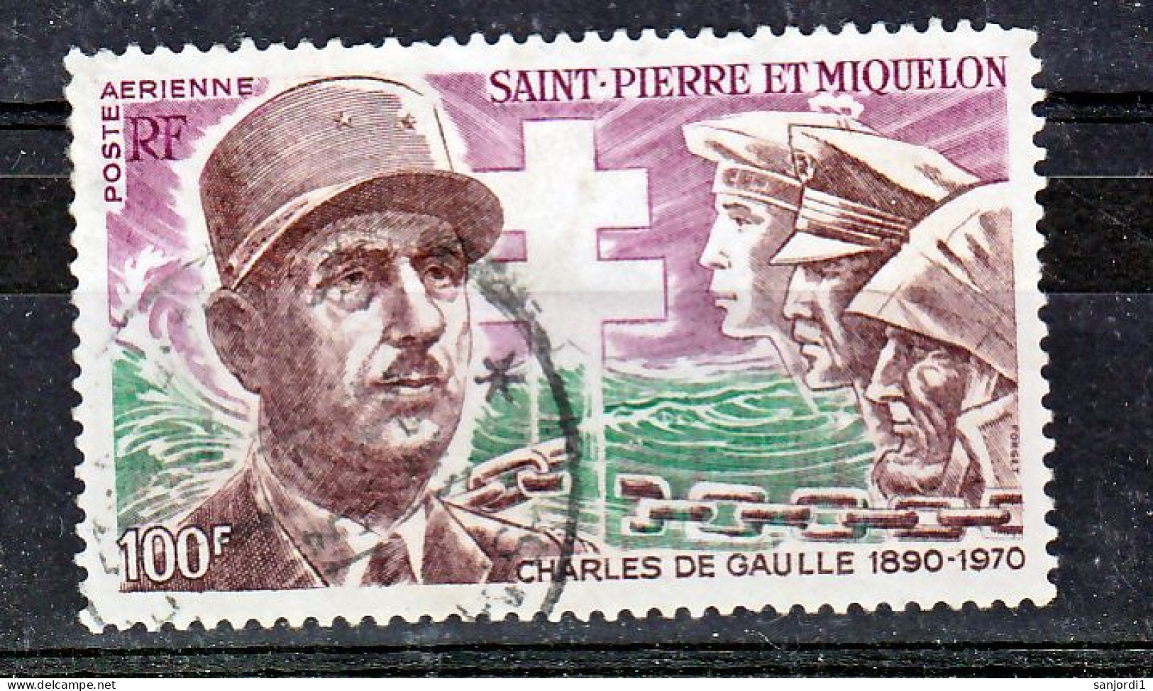 Saint Pierre Et Miquelon PA  53 De Gaulle Oblitéré Dentelure Irreg Used Cote 19 - Used Stamps