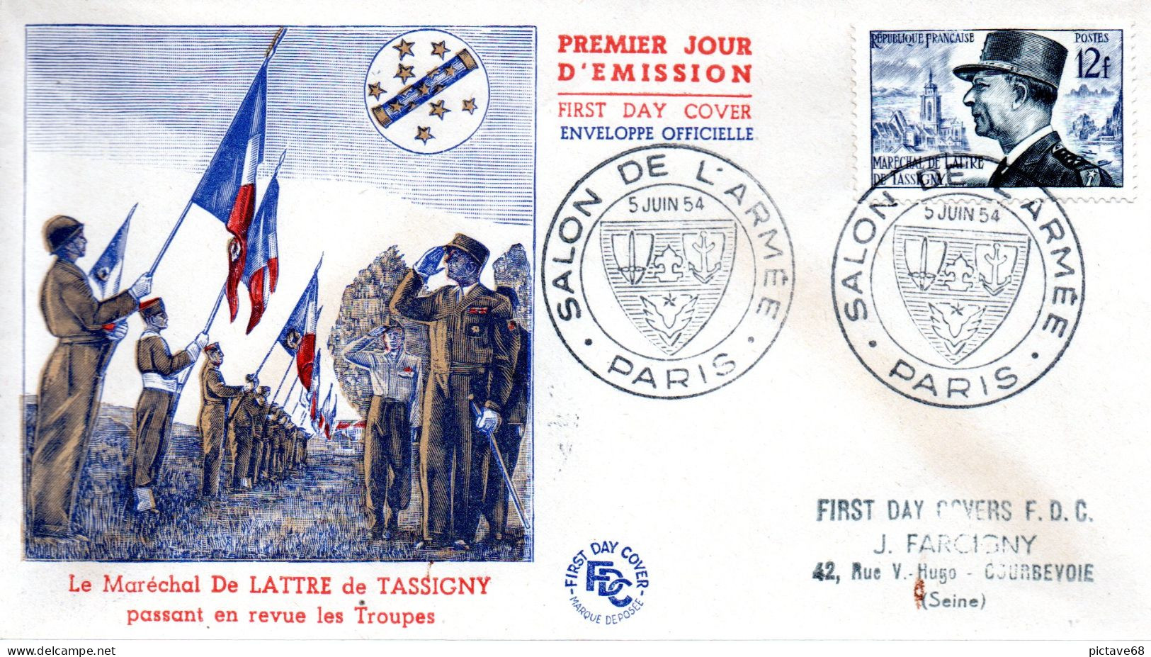 FRANCE / MILITARIA / ENVELOPPE COMMEMORATIVE DU SALON DE L'ARMEE DE 1954 - Cachets Commémoratifs