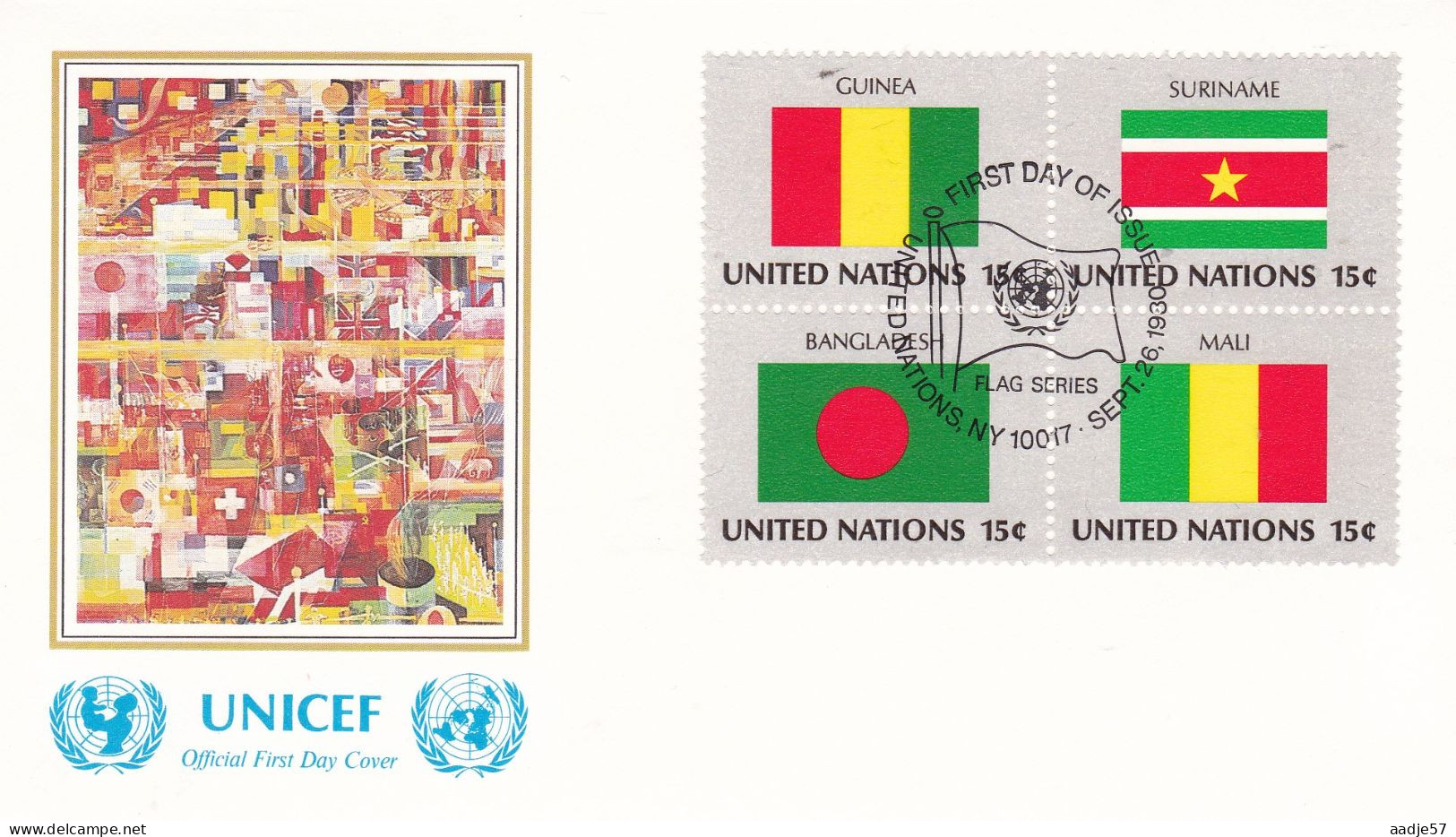 United Nations  1980 Guinea; Suriname; Bangladesh; Mali On Cover Flag Of The Nations - Covers