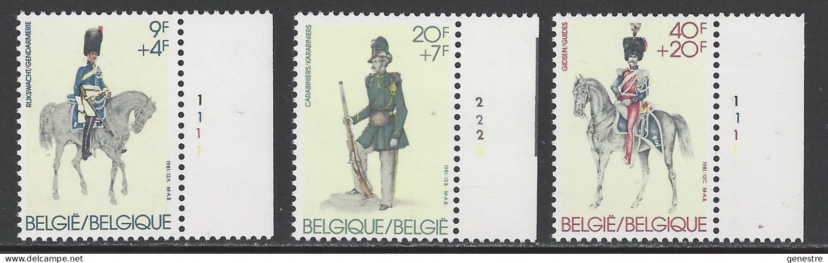 Belgique - 1981 - COB 2031 à 2033 ** (MNH) - Numéros De Planche - 1971-1980