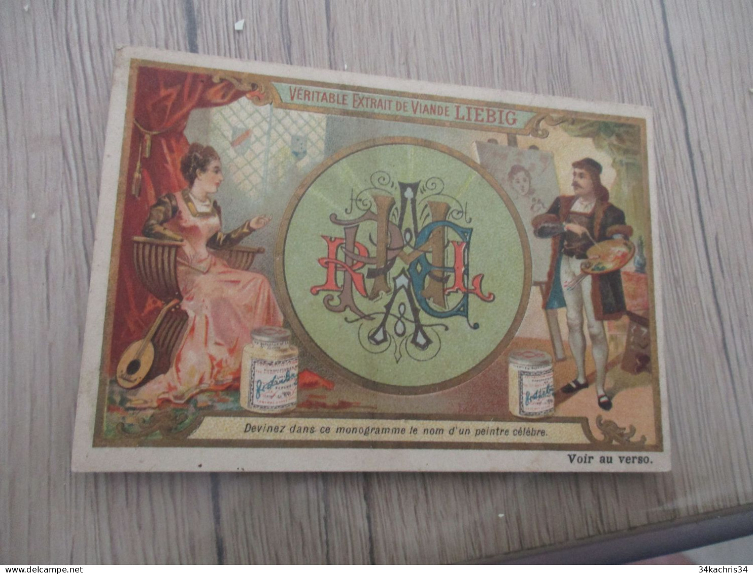 Chromo Ancien  Liebig Monogramme Rébus Grand Peintre - Liebig