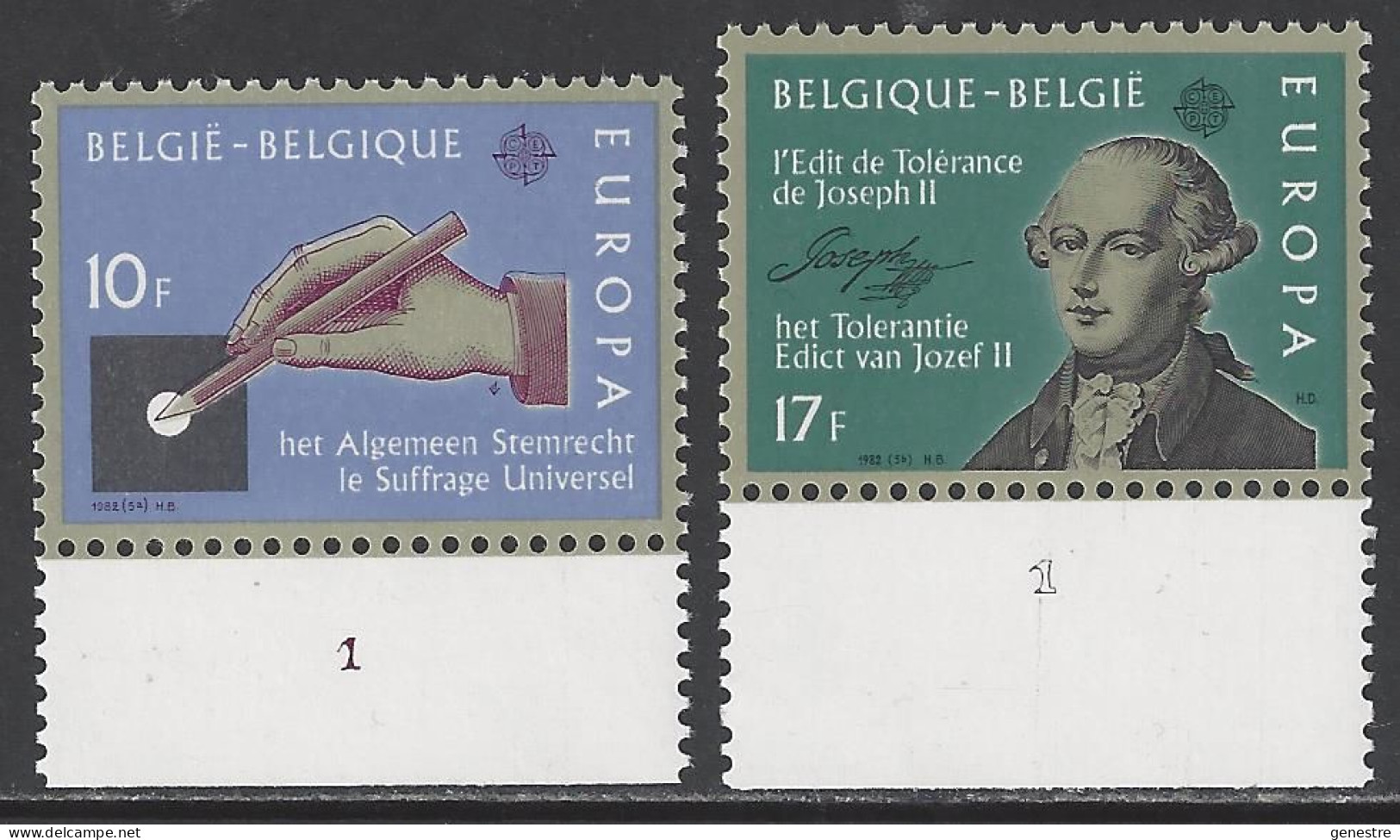 Belgique - 1982 - COB 2048 à 2049 ** (MNH) - Planche 1 - 1971-1980