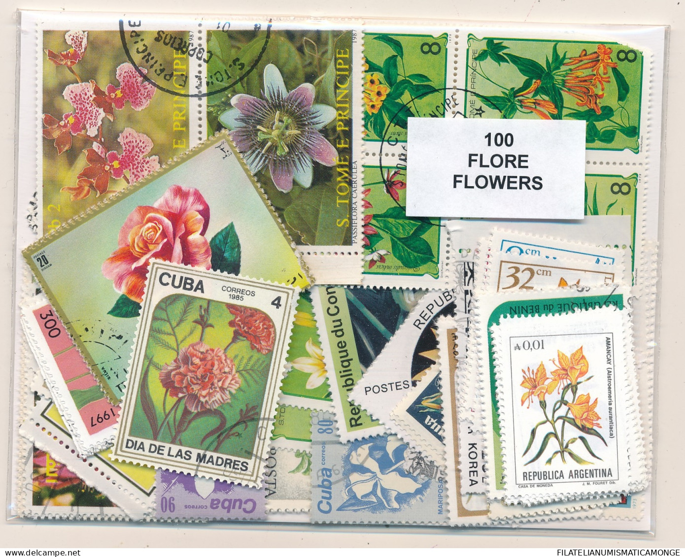 Offer   Lot Stamp - Paqueteria -   100 Sellos Diferentes Flora  (Mixed Conditi - Vrac (max 999 Timbres)