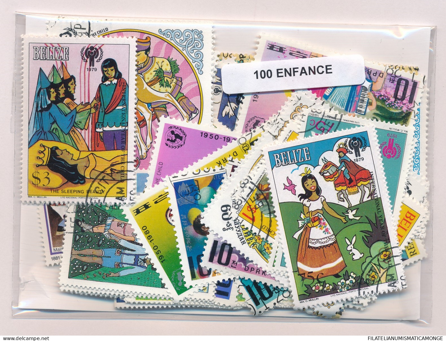 Offer   Lot Stamp - Paqueteria -   100 Sellos Diferentes Infantiles  (Mixed Co - Vrac (max 999 Timbres)