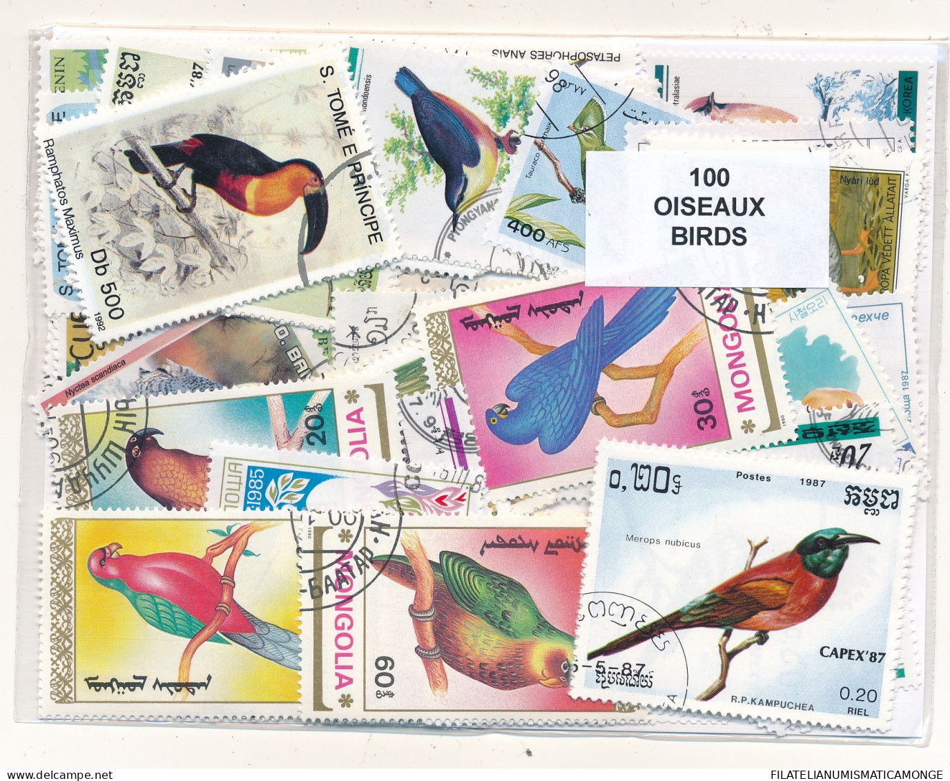 Offer   Lot Stamp - Paqueteria -   100 Sellos Diferentes Pajaros  (Mixed Condi - Vrac (max 999 Timbres)