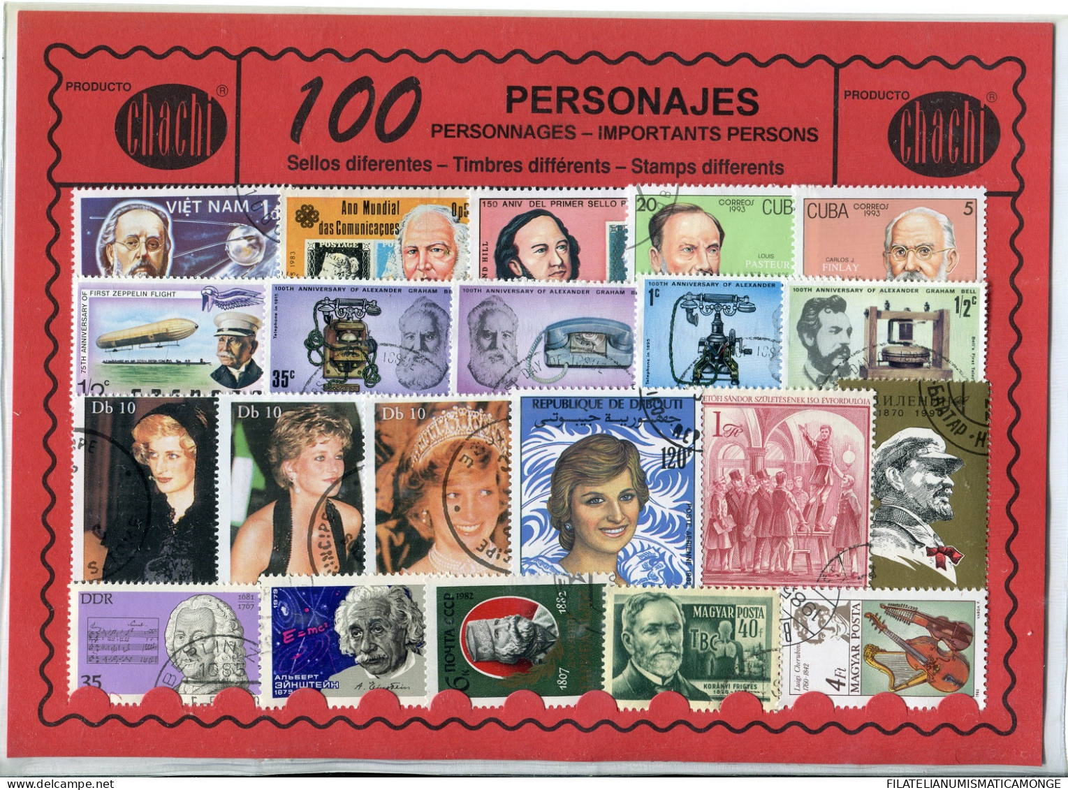 Offer   Lot Stamp - Paqueteria -   100 Sellos Diferentes Personajes  (Mixed Co - Vrac (max 999 Timbres)