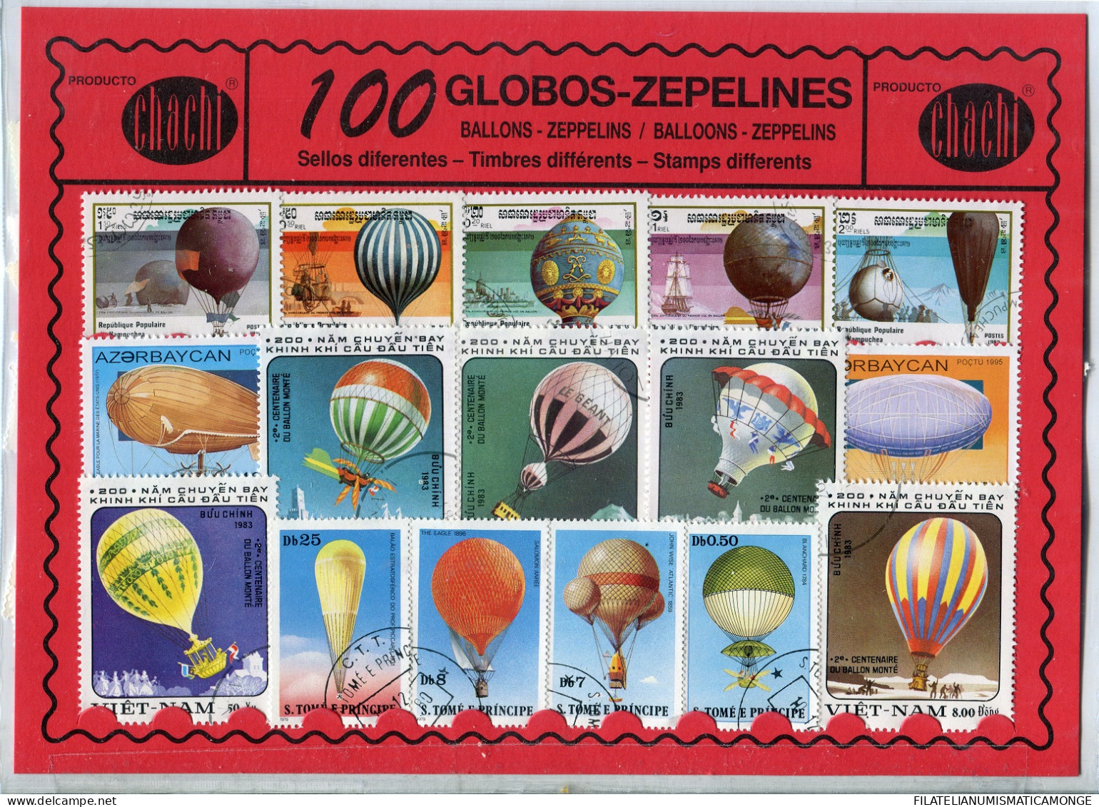 Offer   Lot Stamp - Paqueteria -   100 Sellos Diferentes Globos Y Zepelines  ( - Vrac (max 999 Timbres)