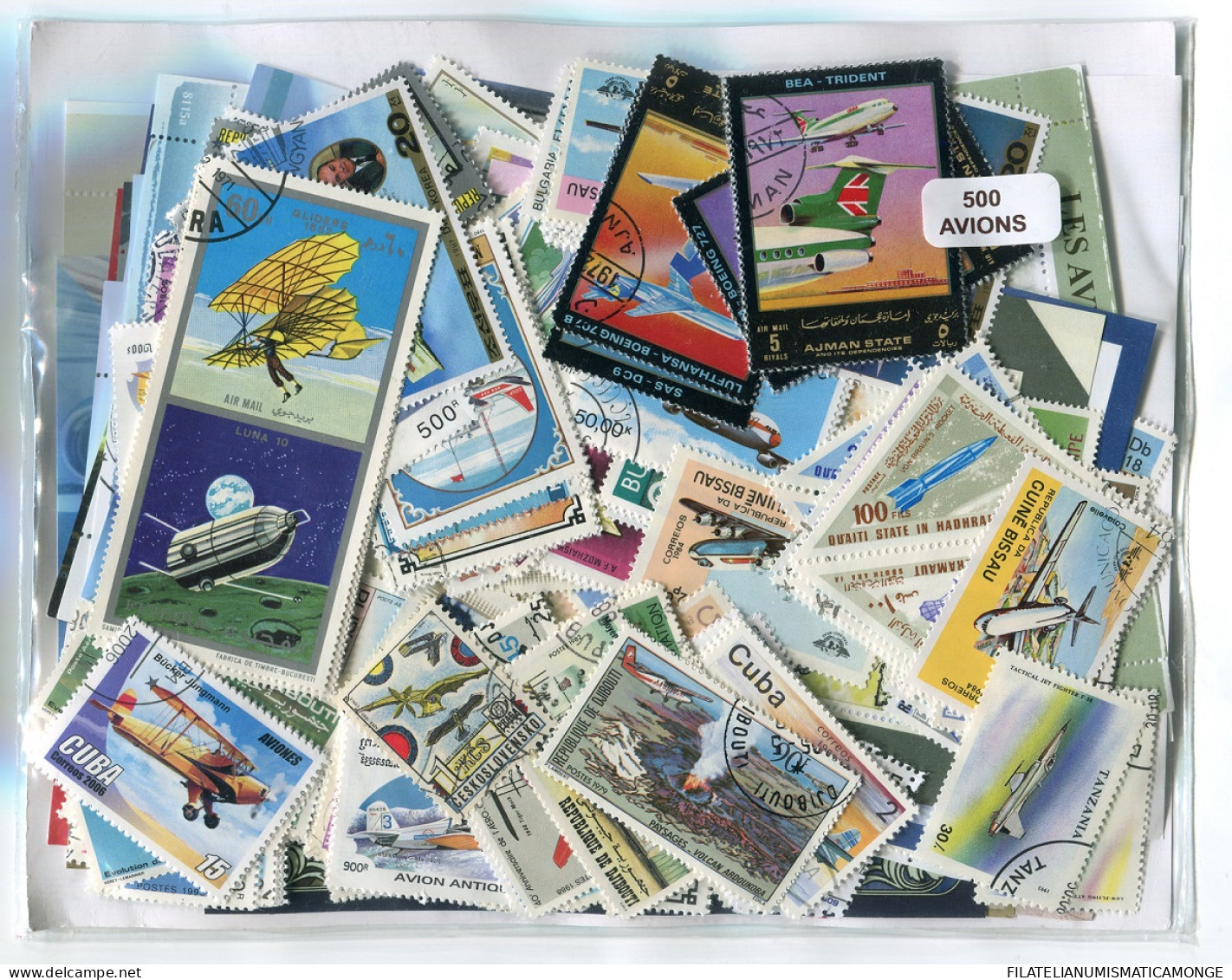 Offer   Lot Stamp - Paqueteria -   500 Sellos Diferentes Aviación  (Mixed Cond - Vrac (max 999 Timbres)