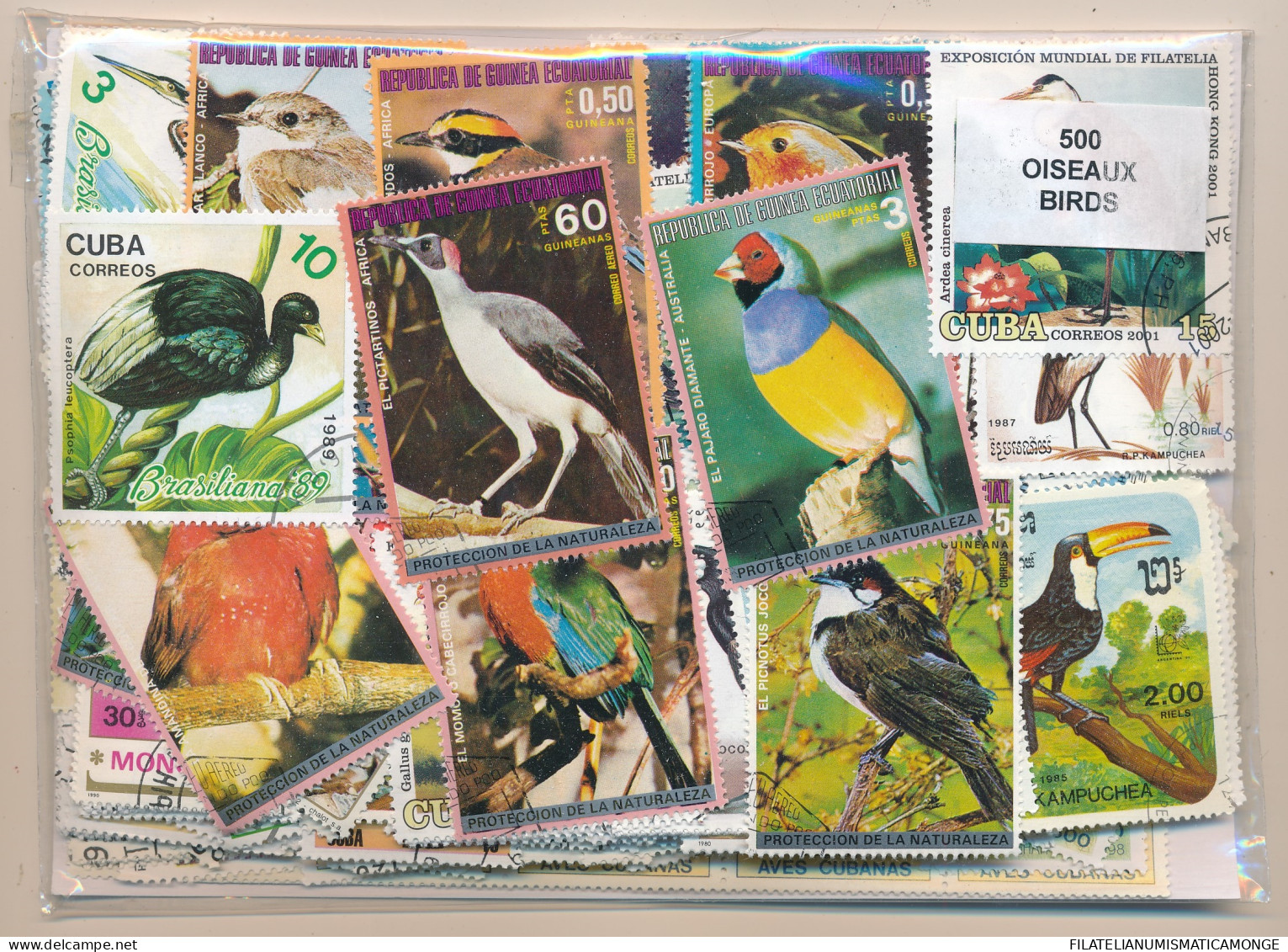 Offer   Lot Stamp - Paqueteria -   500 Sellos Diferentes Pajaros  (Mixed Condi - Vrac (max 999 Timbres)