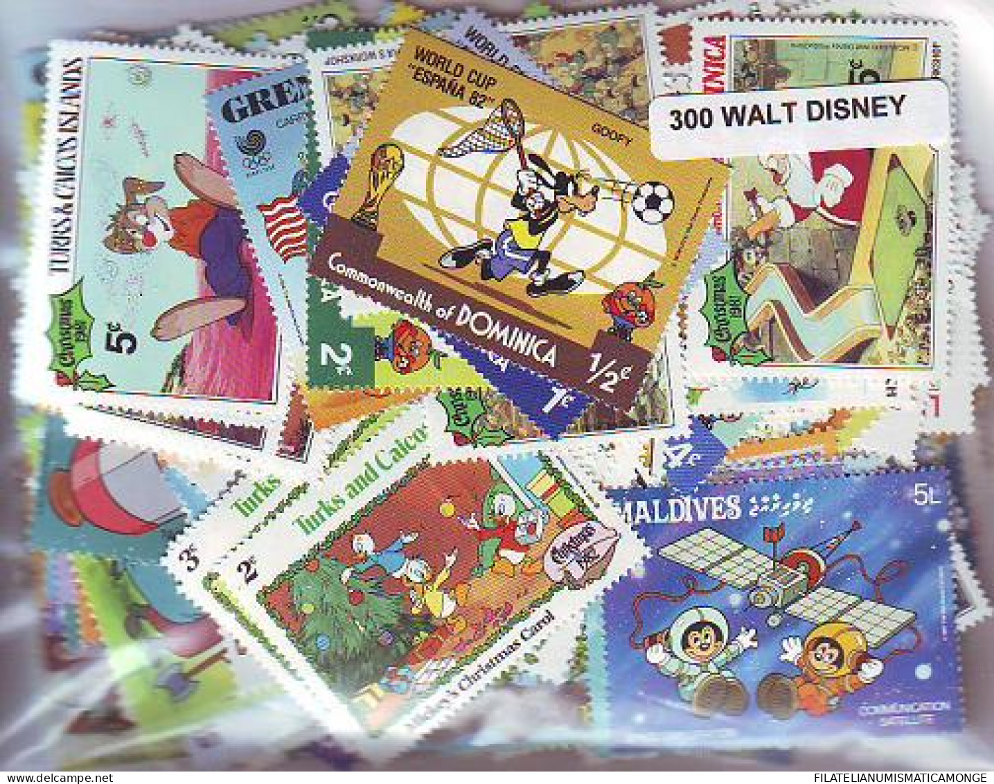 Offer   Lot Stamp - Paqueteria -   300 Sellos Diferentes Walt Disney  (Mixed C - Vrac (max 999 Timbres)