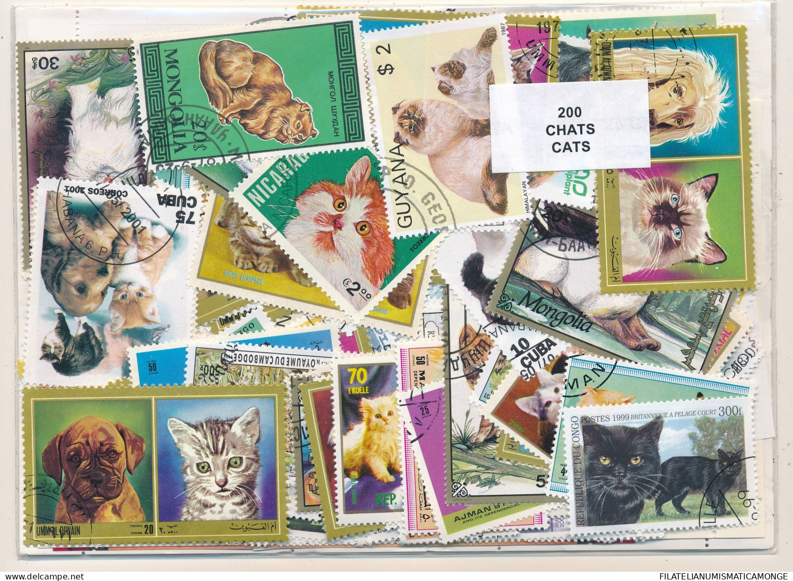 Offer   Lot Stamp - Paqueteria -   200 Sellos Diferentes Gatos  (Mixed Conditi - Vrac (max 999 Timbres)