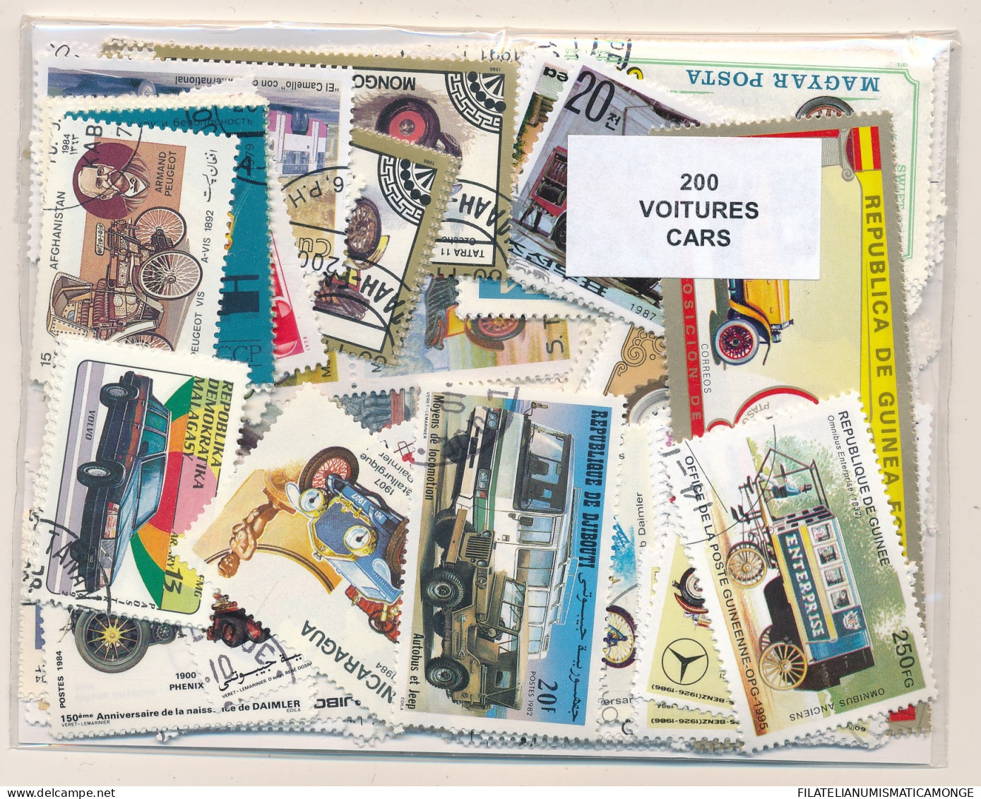 Offer   Lot Stamp - Paqueteria -   200 Diferentes Coches  (Mixed Condition) - Vrac (max 999 Timbres)