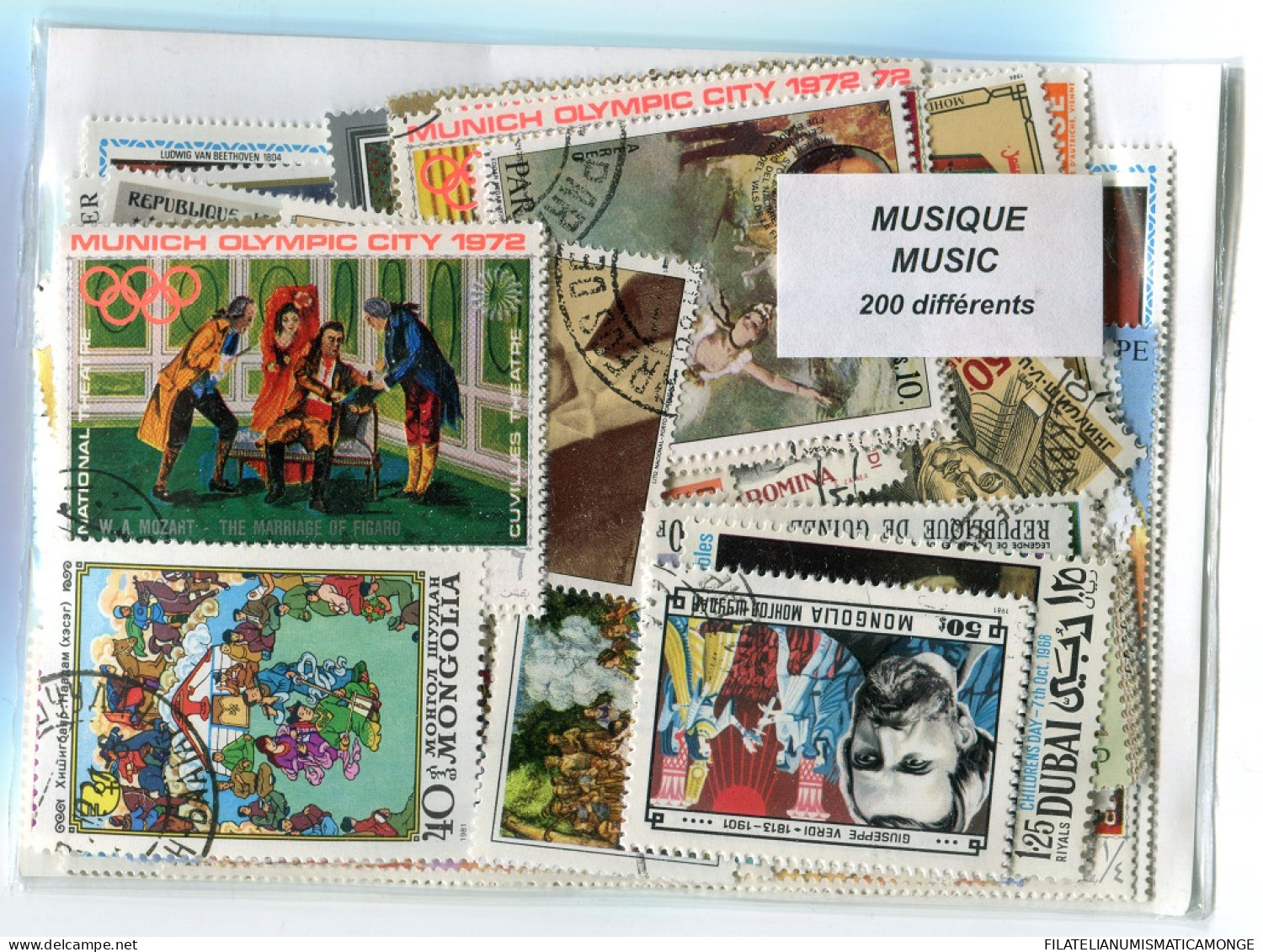 Offer   Lot Stamp - Paqueteria -   200 Sellos Diferentes Música  (Mixed Condit - Vrac (max 999 Timbres)