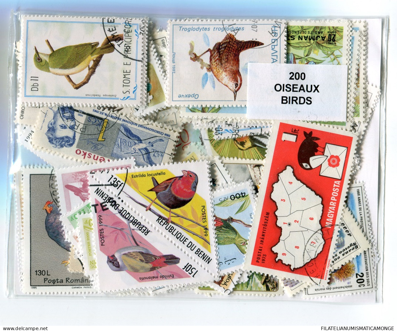 Offer   Lot Stamp - Paqueteria -   200 Sellos Diferentes Pajaros  (Mixed Condi - Vrac (max 999 Timbres)