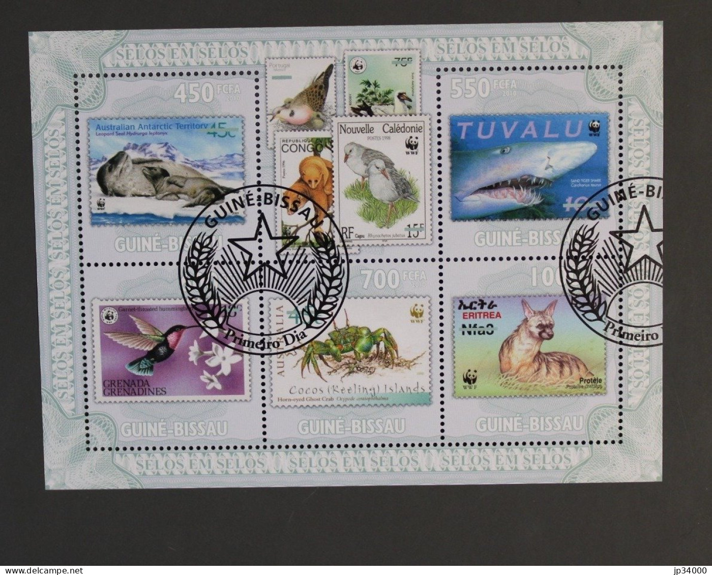 GUINEE BISSAU WWF, Oiseaux, Mamiferes Marins, Crabes. Yvert N° 3434/38 Oblitéré. Used Emis En 2010 - Gebraucht