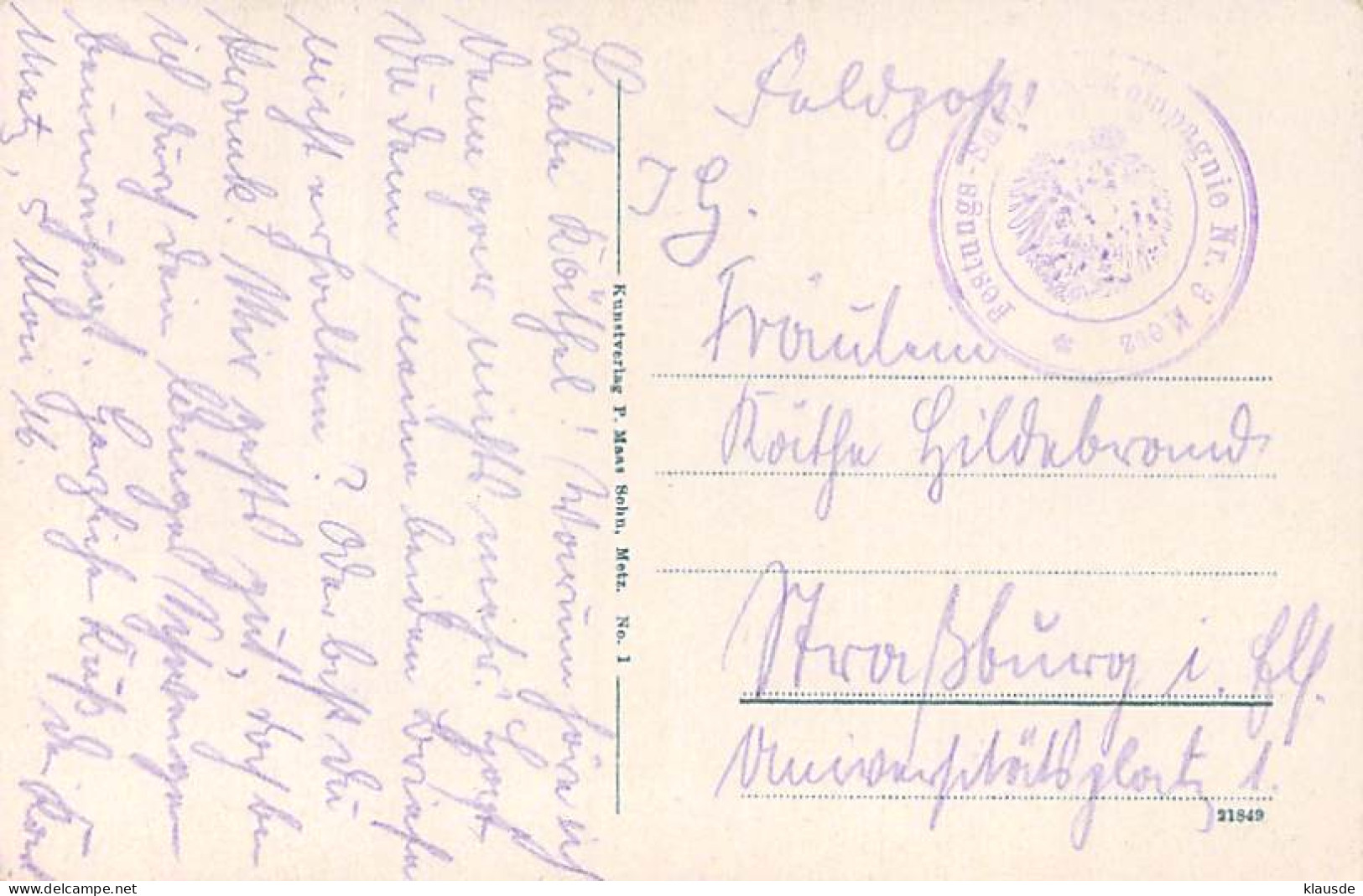 Metz - Kaiser Wilhelm-Ring Mitz Camouffelturm Feldpost 1915 - Lothringen