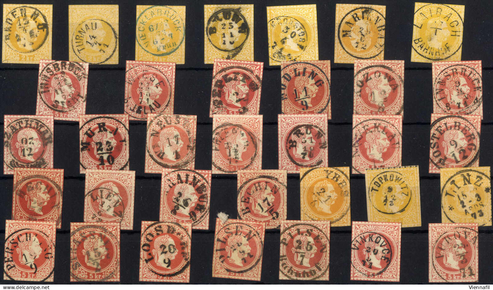 O/piece 1850-1919, Lot Abstempelungen Auf Briefmarken, Zeitungsmarken Und Correspondenzkartenausschnitten, Darunter Vor  - Collections