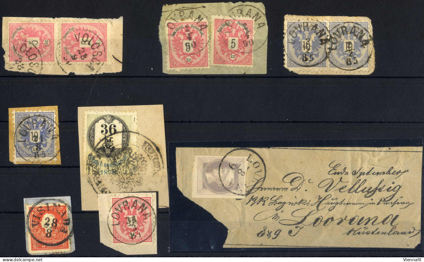 O/piece 1850-1919, Lot Abstempelungen Auf Briefmarken, Zeitungsmarken Und Correspondenzkartenausschnitten, Darunter Vor  - Collections