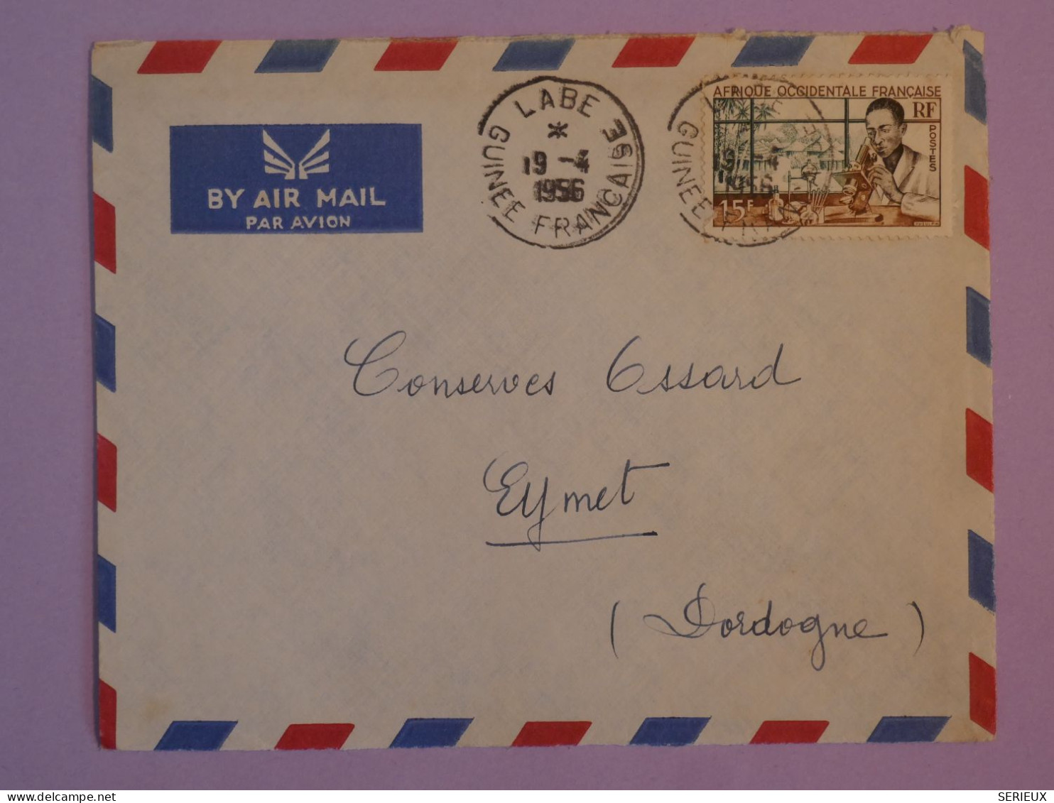 AU23  GUINEE FRANCAISE   BELLE LETTRE 1955 PETIT BUREAU LABE   A  EYMET  FRANCE   ++AFF.INTERESSANT + - Covers & Documents