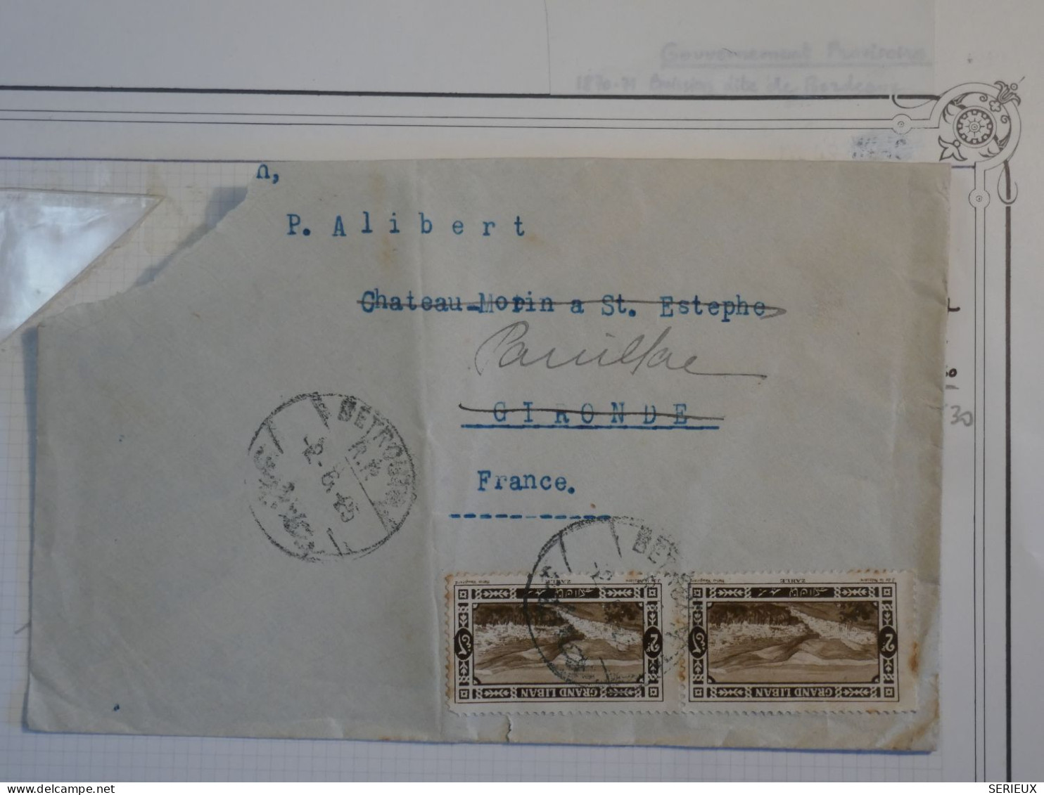 AU23  GRAND LIBAN LETTRE . 1959 BEYROUTH A PAUILLAC   ++AFF.INTERESSANT + - Covers & Documents