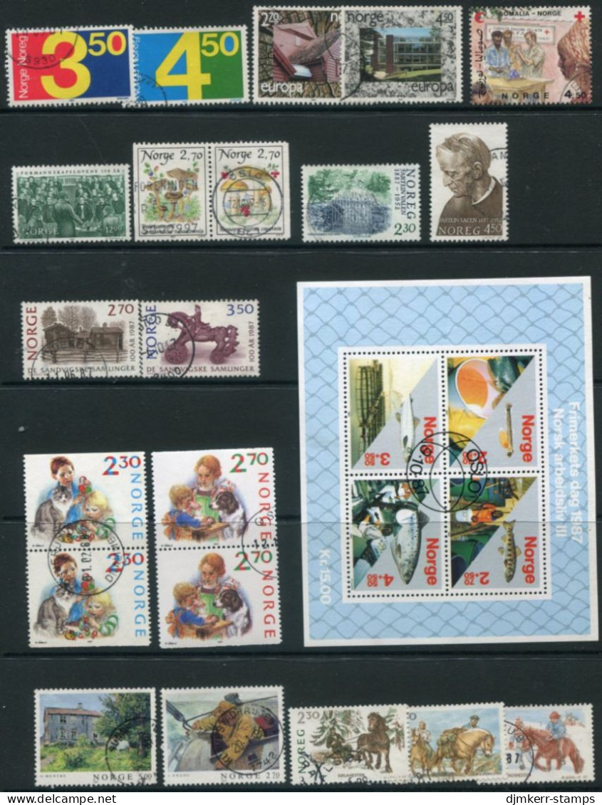 NORWAY 1987 Complete Year Issues Used.  Michel 961-85, Block 8, Block 7 As Single Stamp - Gebraucht