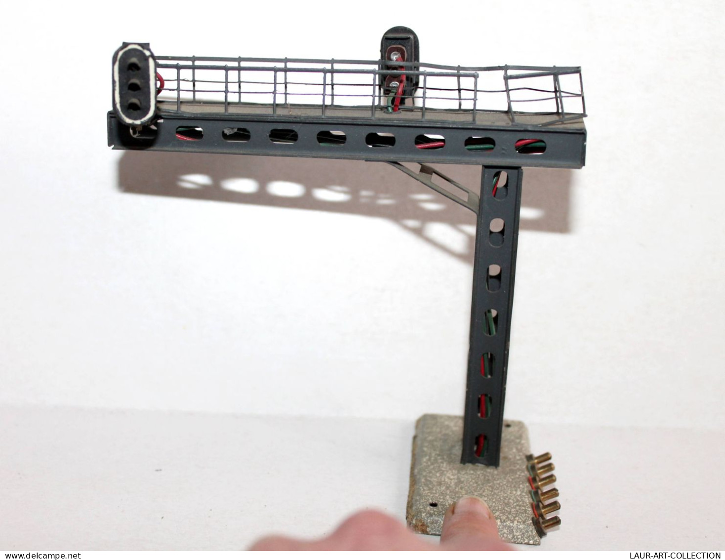 POTENCE NACELLE DOUBLE FEU SIGNALISATION, SIGNAL VOIE FERROVIAIRE SEMAPHORE HO+N / ANCIEN MODELE FERROVIAIRE (1712.262) - Alimentazione & Accessori Elettrici