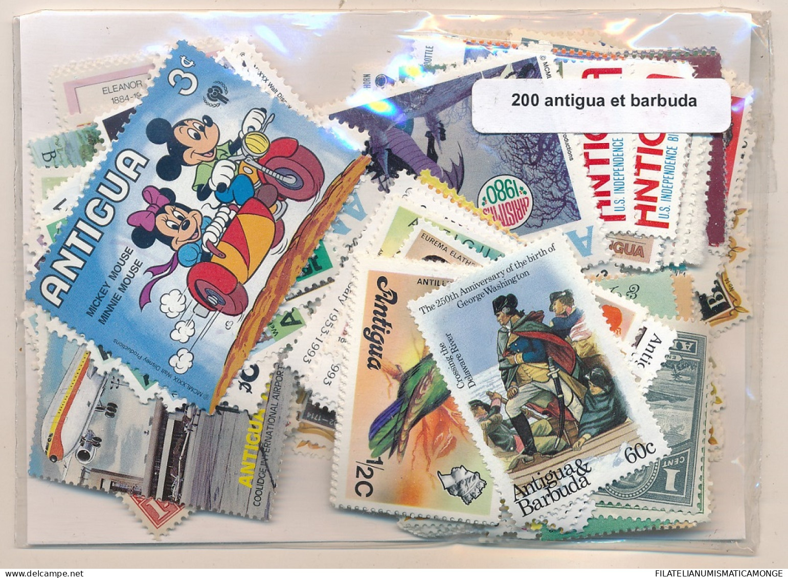 Offer   Lot Stamp - Paqueteria -  Antigua 200 Sellos Diferentes / Incluye Barb - Vrac (max 999 Timbres)