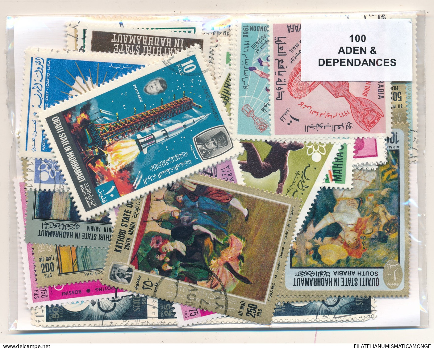 Offer   Lot Stamp - Paqueteria -  Aden 100 Diferentes / Incluye Dependencias - Vrac (max 999 Timbres)