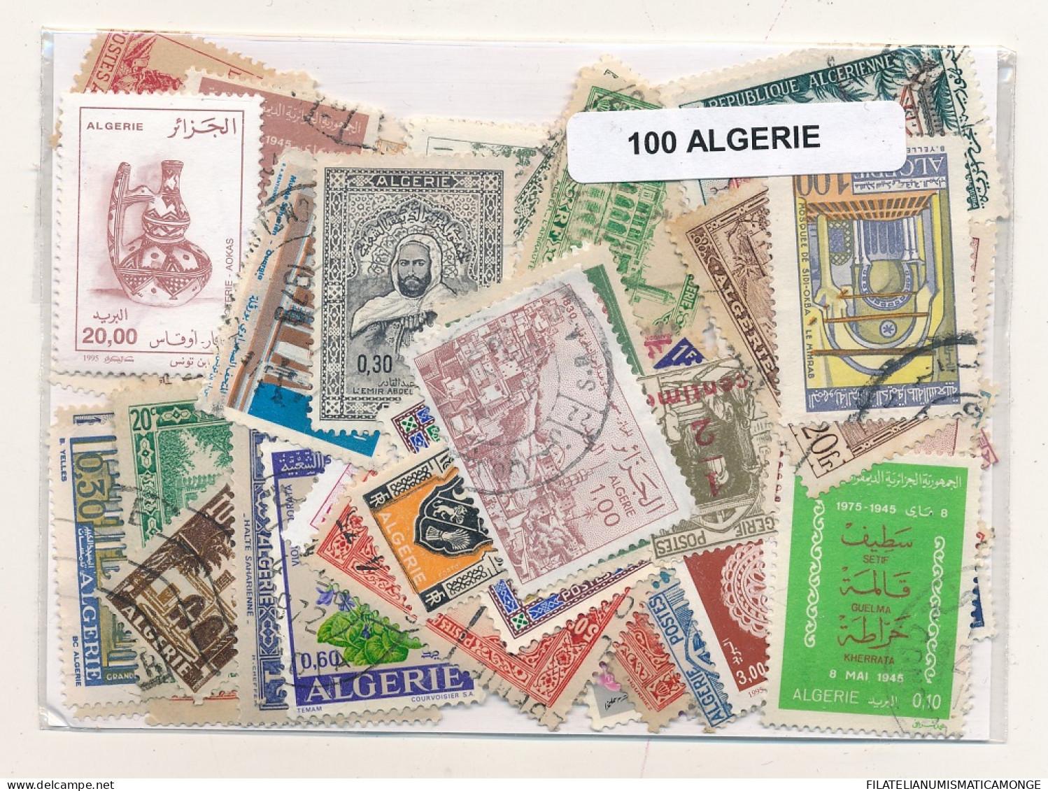 Offer   Lot Stamp - Paqueteria -  Argelia 100 Sellos Diferentes  (Mixed Condit - Vrac (max 999 Timbres)