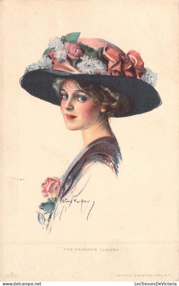 FANTAISIE - FEMMES - Femme Porte Un Châpeau A Fleur - Carte Postale Ancienne - Frauen