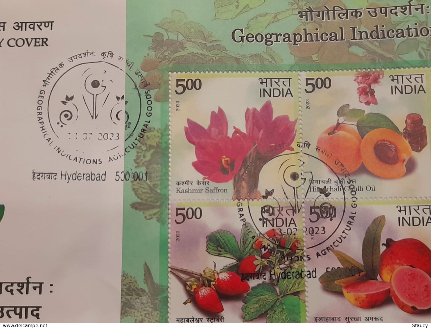 India 2023 GI Fruits Series Grapes Agriculture Mango Gastronomy SS First Day Cover FDC HYDERABAD Cancelled As Per Scan - Agriculture