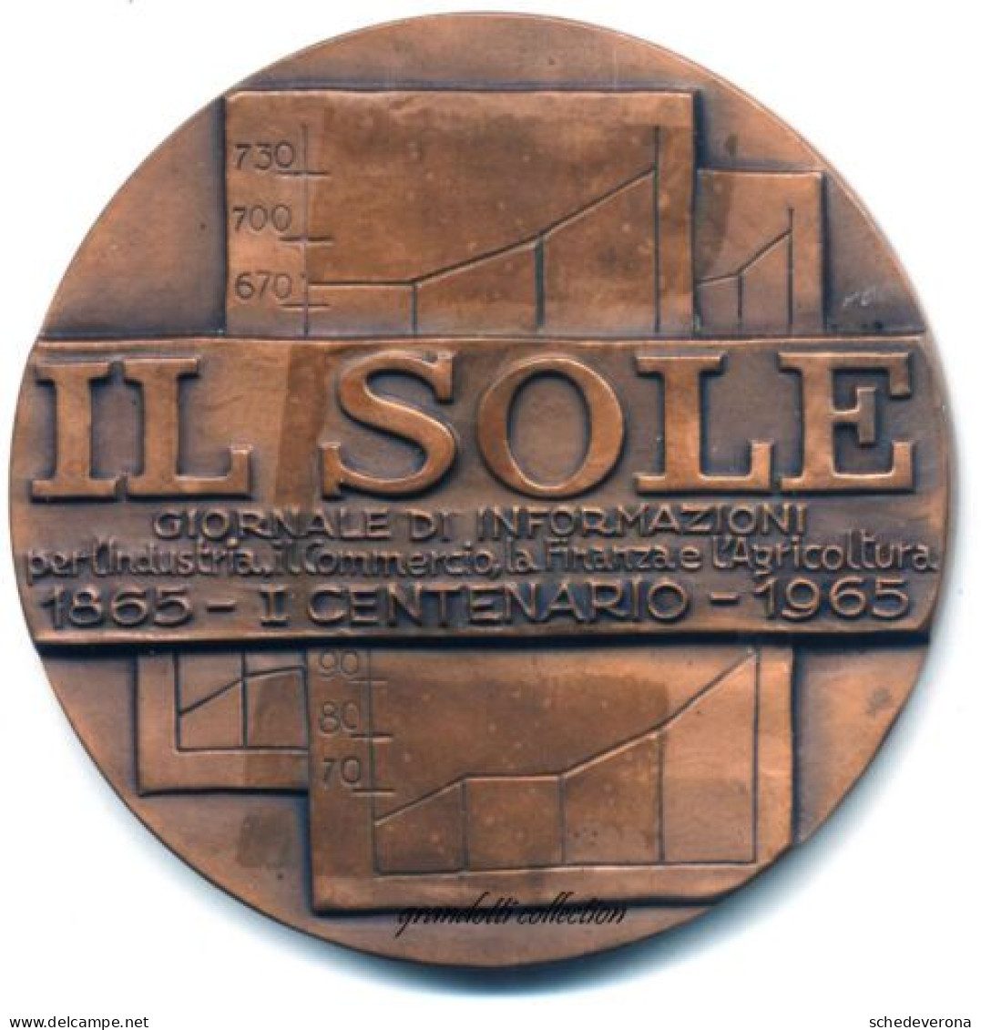 IL SOLE GIORNALE INFORMAZIONI 1965 MEDAGLIA DEL CENTENARIO AFFER COSTANTINO - Firma's