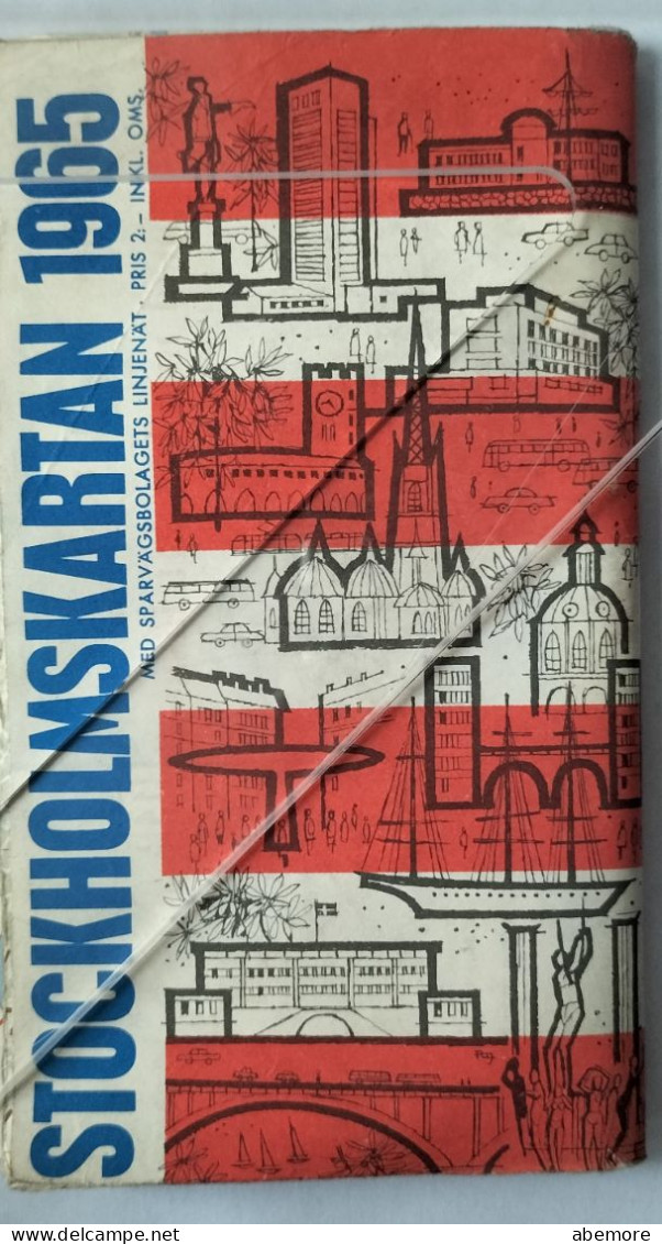 Stockholmskartan 1965 Plan Transports Publics Stockholm - Wereld
