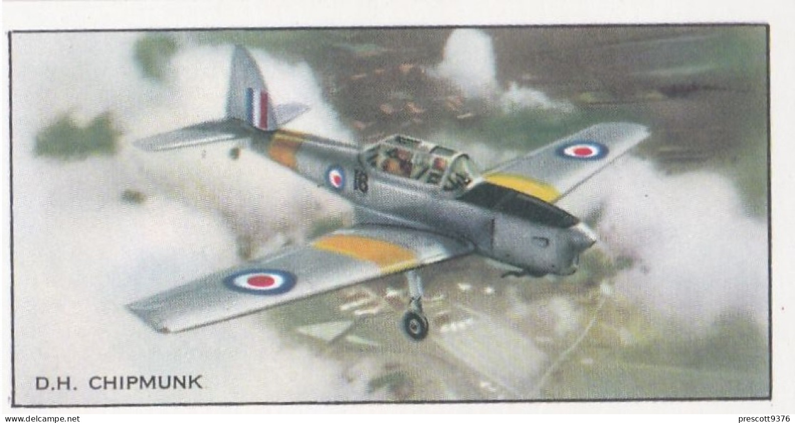 5 DH Chipmunk, Trainer  - Modern British Aircraft 1953 - Beaulah Tea -  Trade Card - Churchman