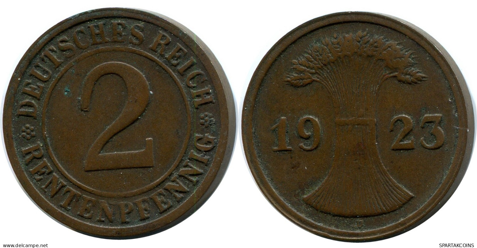 2 RENTENPFENNIG 1923 D ALLEMAGNE Pièce GERMANY #DB829.F - 2 Rentenpfennig & 2 Reichspfennig