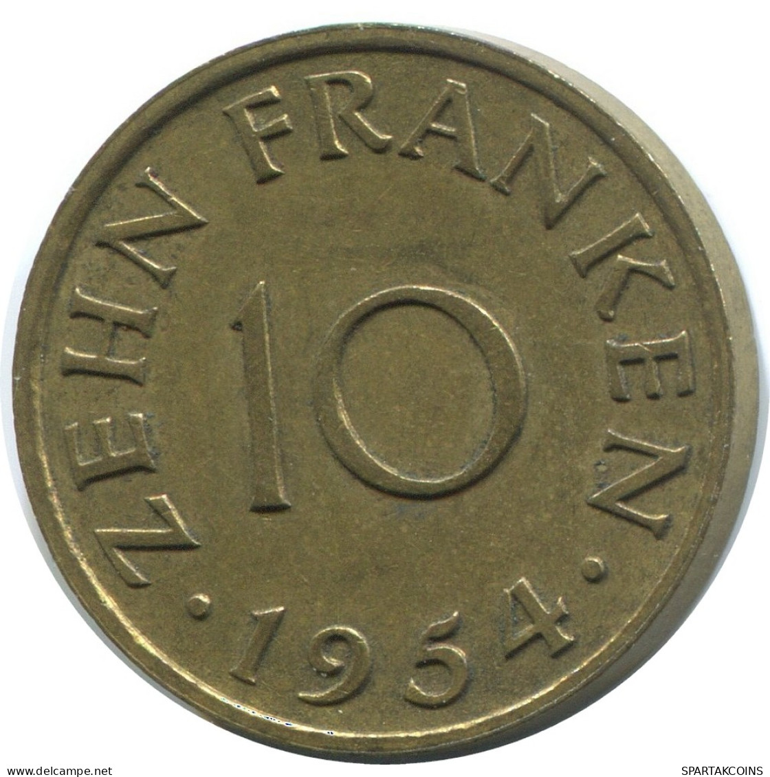 10 FRANKEN 1954 SAARLAND ALEMANIA Moneda GERMANY #AD785.9.E - 10 Franchi