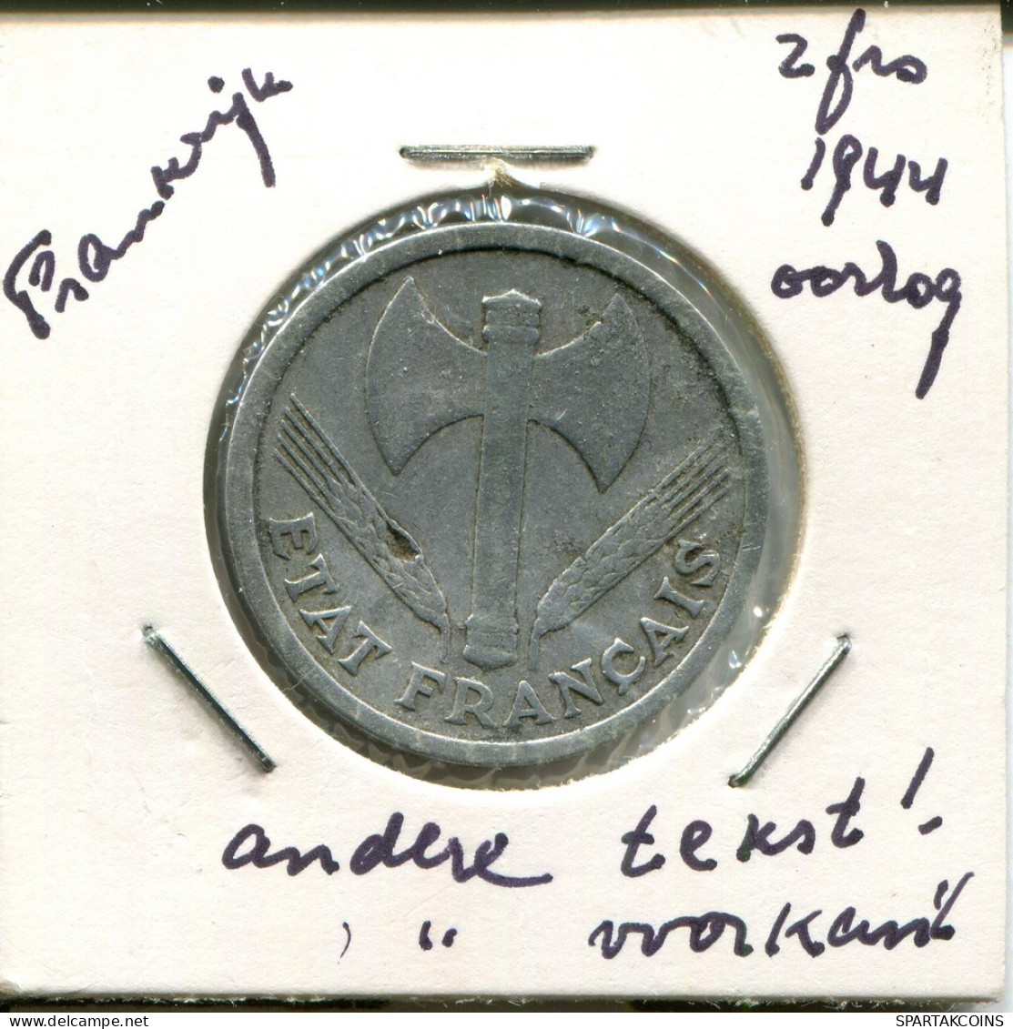 2 FRANCS 1944 FRANCIA FRANCE Moneda #AN984.E - 2 Francs