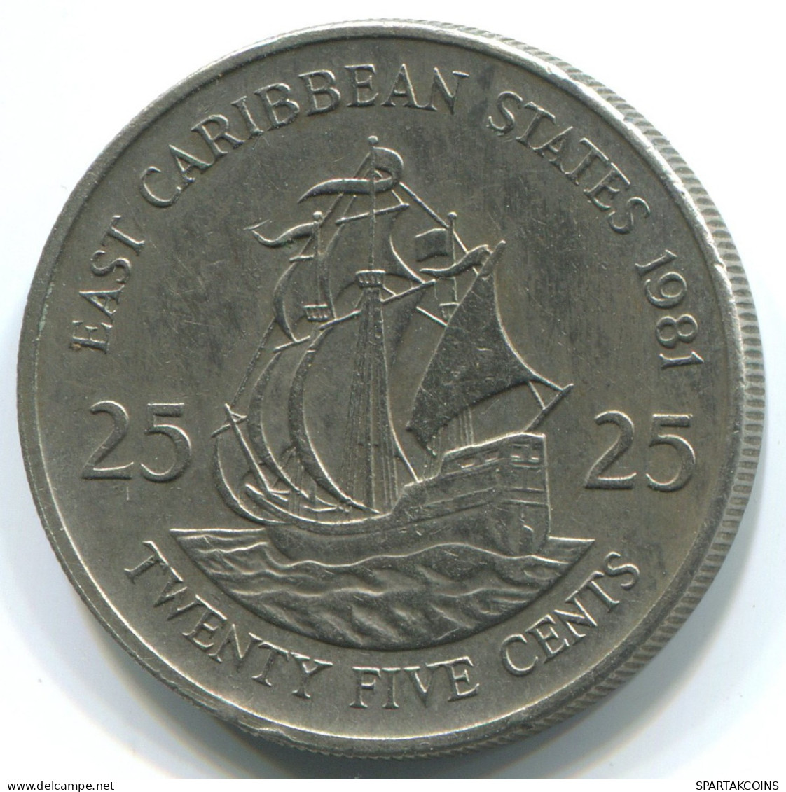 25 CENTS 1981 CARIBE ORIENTAL EAST CARIBBEAN Moneda #WW1182.E - Caraïbes Orientales (Etats Des)