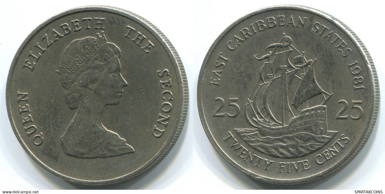 25 CENTS 1981 CARIBE ORIENTAL EAST CARIBBEAN Moneda #WW1182.E - Oost-Caribische Staten