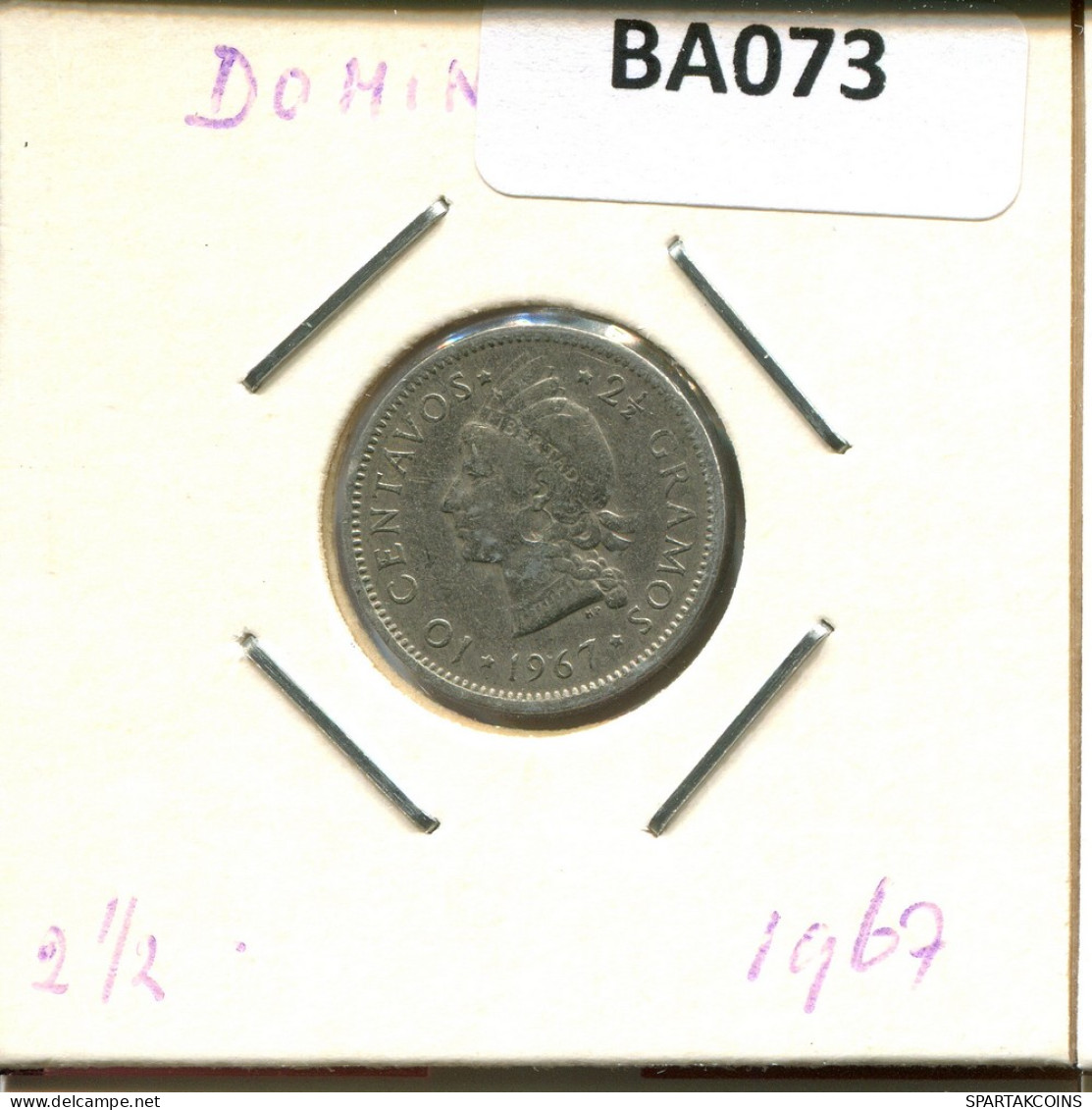 10 CENTAVOS 1967 DOMINICANA Pièce #BA073.F - Dominicaine