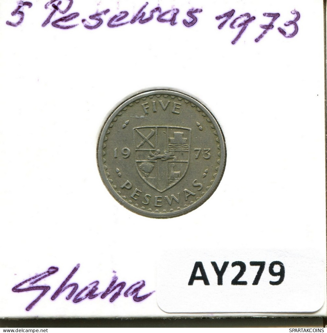 5 PESEWAS 1973 GHANA Coin #AY279.U - Ghana