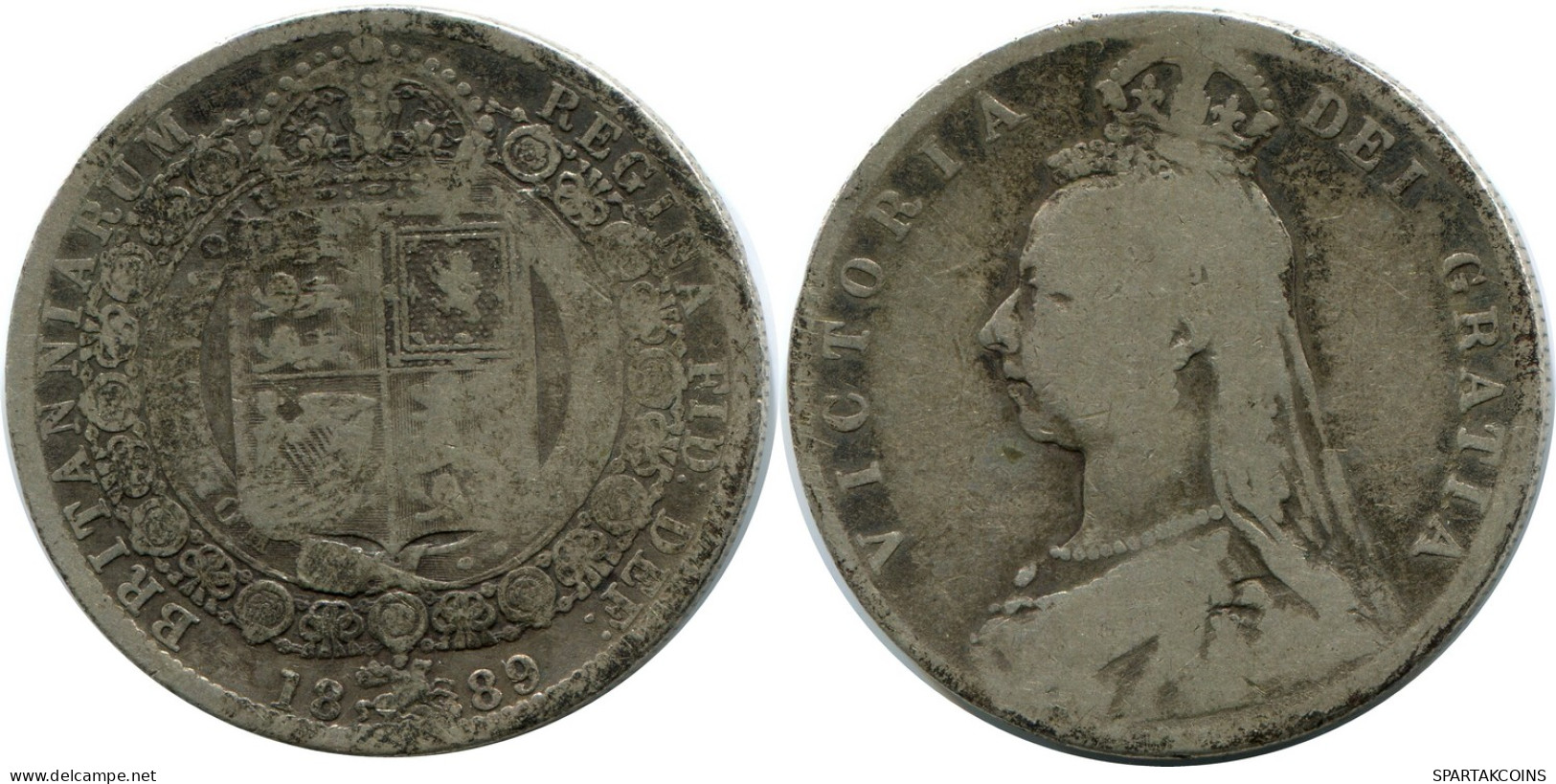 HALF CROWN 1889 UK GROßBRITANNIEN GREAT BRITAIN SILBER Münze #AY990.D - K. 1/2 Crown